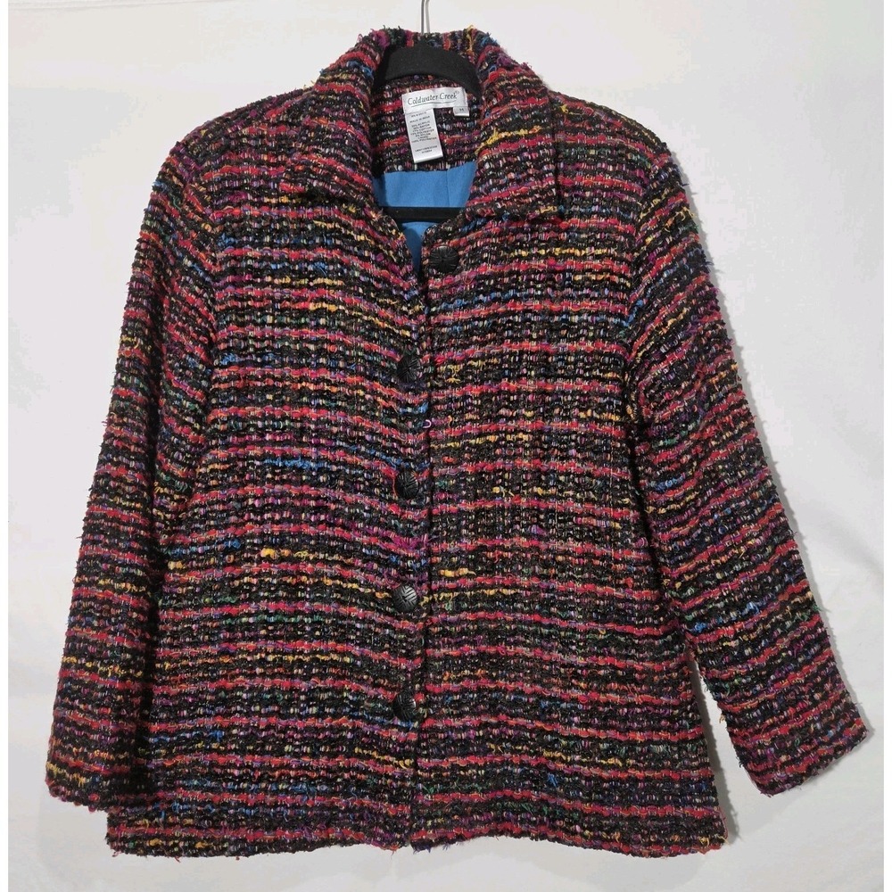 Coldwater Creek Women's‎ Confetti Boucle Tweed Textured Jacket Medium Colorful